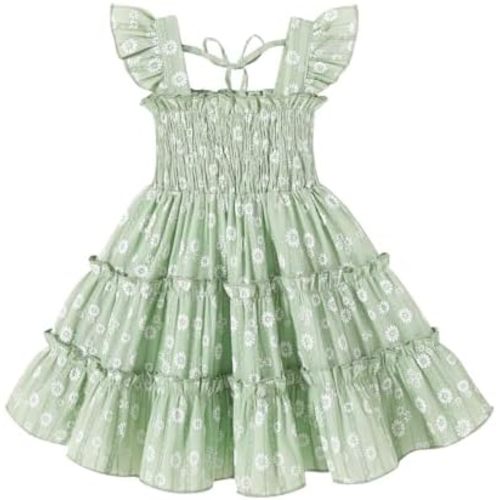 YOUNGER TREE Toddler Girl Dress Kids Sleeveless Ruffle Dresses for Girls Summer Outfits Beach Sundress