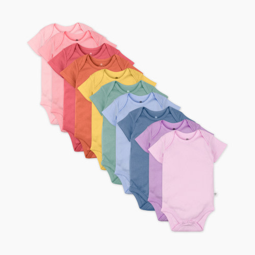 Honest Baby Clothing 10-Pack Organic Cotton Short Sleeve Bodysuits - Rainbow Gems Pinks, 3-6 M, 10