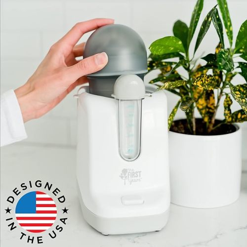 The First Years Baby Bottle Warmer and Sterilizer - Pacifier and Bottle Nipple Sanitizer - Feeding Baby Essentials for Formula or Breast Milk - Holds Multiple Sizes - 2 in 1 Bottle Warmer