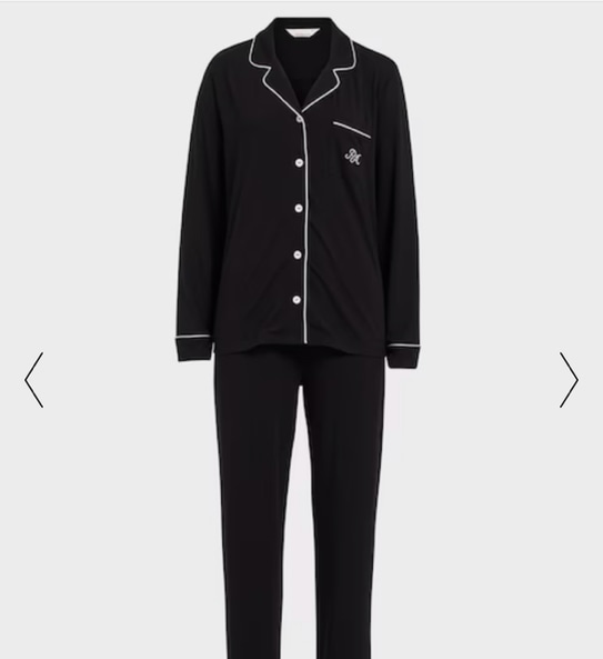 Black Bamboo Jersey Long Pj Set Black - Peter Alexander Online