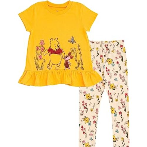 Disney Winnie the Pooh Peplum T-Shirt and Leggings Outfit Set Newborn to Toddler Sizes (0-3 Months - 5T)