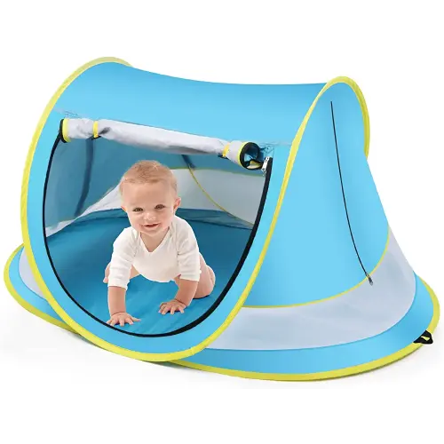 Baby Beach Tent,Large Pop Up Beach Tent Sun Shade for Beach,Portable Baby Travel Tent with Mosquito Net,Indoor Baby Play Tent,UPF 50+ UV Protection Sun Shelters for Infants