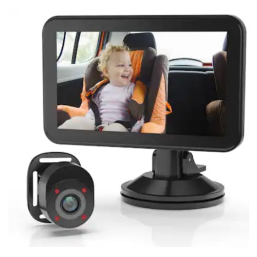 Rexing - BC500 In-Car Baby Cam with Monitor – HD 1080p & Infrared Night Vision - Black