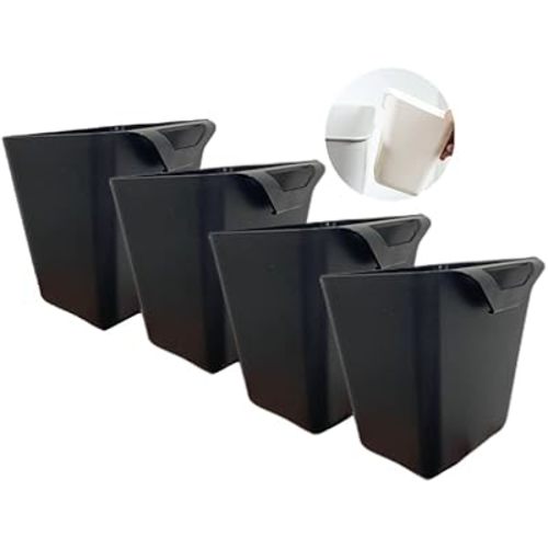 Rikyo 4Pack Hanging Cup Holders,Trolley Basket Storage,Rolling Cart Accessories,4.75x4 Hanging Holder Storage Containers Hanging Buckets Hanging Bins,Plant Container Holder (Black)