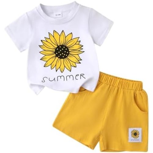 YOUNGER TREE Toddler Baby Girl Clothes Watermelon Summer Outfits Kids Sleeve T-Shirt Tops Shorts Sets