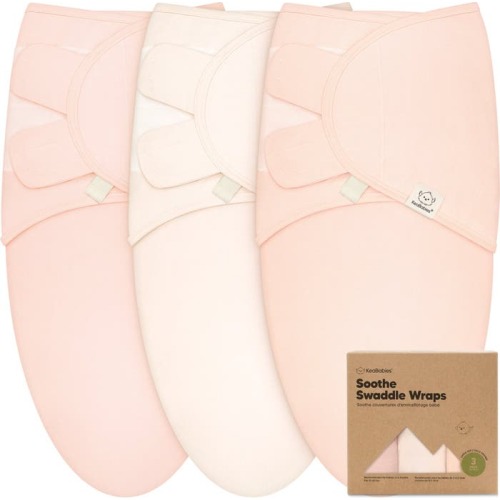 KeaBabies 3-Pack Soothe Swaddle Wraps, Large, Angelic