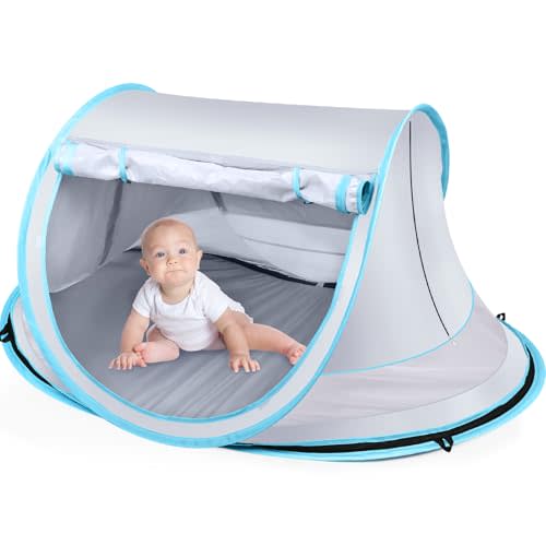 Baby Beach Tent,Large Pop Up Beach Tent Sun Shade for Beach,Portable Baby Travel Tent with Mosquito Net,Indoor Baby Play Tent,UPF 50+ UV Protection Sun Shelters for Infants