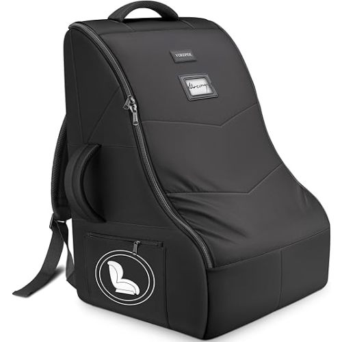 YOREPEK Car Seat Travel Bag for Airplane, Heavy Duty Car Seat Bags for Air Travel, Large Car Seat Carrier for Airport with Padded Shoulder Strap, Sturdy Travel Carseat Cover for Airplane, Black