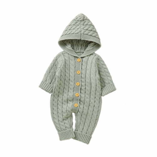 Winter Jumpsuits for Baby Girls Newborn Knitted Sets With Hood Infants Winter Solid Color Romper Sweater Suits (Green 3 Months)