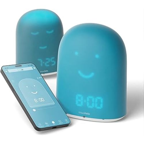 REMI - The Ultimate Ok to Wake Children Clock - Sleep Trainer - Sleep Tracker - Baby Monitor - Night Light & White Noise Sound Machine - mp3 and Streaming Music Speaker - Time to Wake up face - Blue