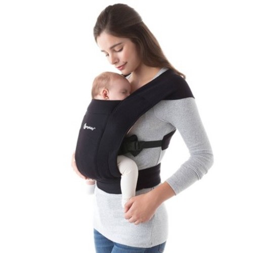 Ergobaby Embrace Cozy Knit Newborn Carrier, Color: Pure Black