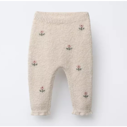 EMBROIDERED FLORAL PANTS - Light beige | ZARA United States
