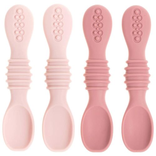 Silicone Baby Spoons for Baby Led Weaning 4-Pack, First Stage Baby Feeding Spoon Set Gum Friendly BPA Lead Phthalate and Plastic Free
