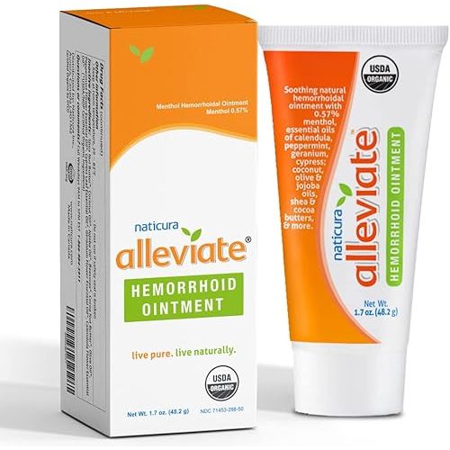 Alleviate Hemorrhoid Treatment Ointment - 100% Natural Fast-Acting Cream to Relieve Discomfort - Calms and Soothes Burning, Itching, Bleeding Fissures and Swelling