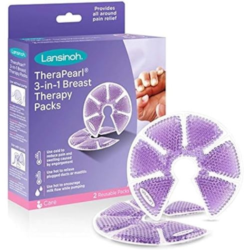 Lansinoh TheraPearl 3-in-1 Hot or Cold Breast Therapy Pack with Cover, 2 Count