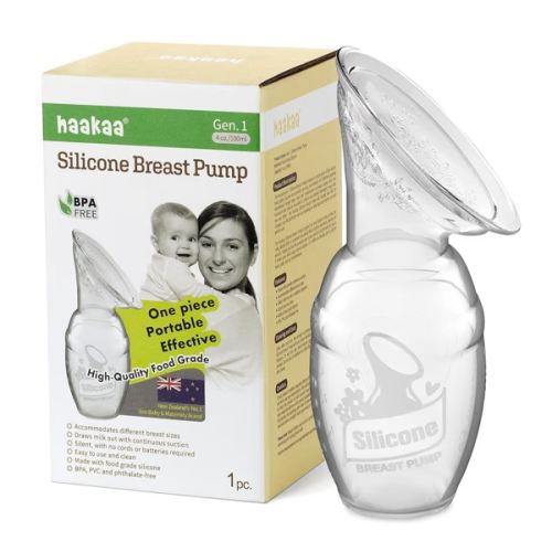 haakaa Manual Breast Pump for Breastfeeding, Silicone, Clear 4oz/100ml