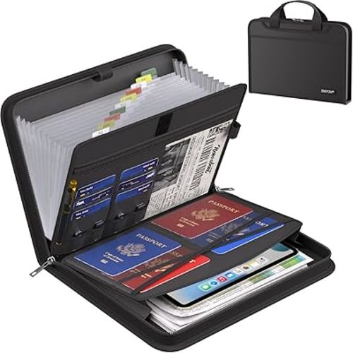 Paperwork Organizer - ENGPOW Accordion File Organizer,Fireproof Expanding File Folder with Multi Pockets,13 Pockets Document Organizer with Handle & Labels