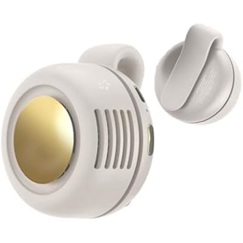 Portable Clip-On Fan, Mini USB Rechargeable 360° Rotatable Fan, 3-Speed Silent Mini Bladeless Fans (Off White)