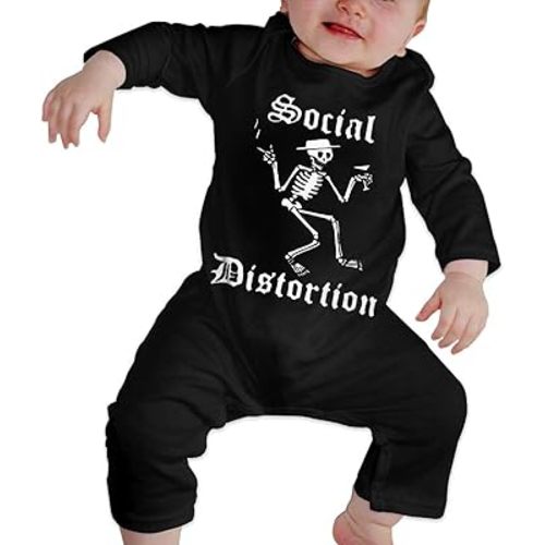 Social Come Distortion Funny Jogging Newborn Baby Romper Jumpsuit Long Sleeve Onesies Black