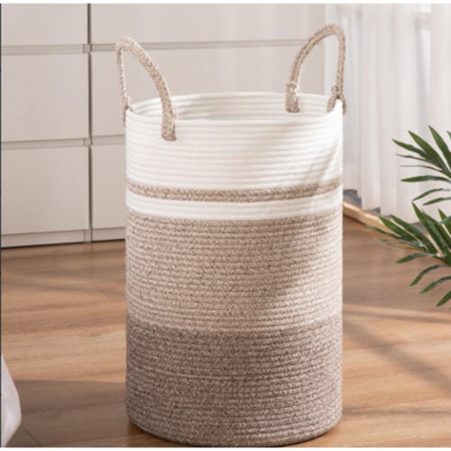 Cherishgard Laundry Hamper?Woven Cotton Rope Laundry Hamper with Handles for Blanket, Toys
