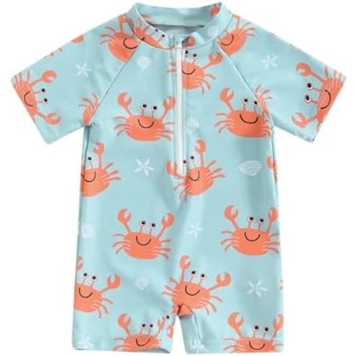 Infant Baby Boy Girl One Piece Swimsuit Rash Guard Shirt Bathing Suit Zip Up Swimwear