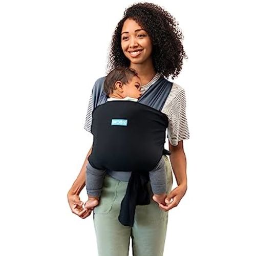Moby Easy-Wrap Carrier | Baby Carrier and Wrap in One for Mothers, Fathers, and Caregivers | Designed for Newborns, Infants, and Toddlers | Holder Can Carry Babies up to 33 lbs | Charcoal/Black