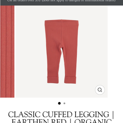 classic cuffed legging | earthen red | organic cotton wide rib