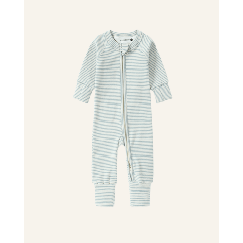 ORGANIC ZIP COVERALL SUIT - 3-6m / seashore