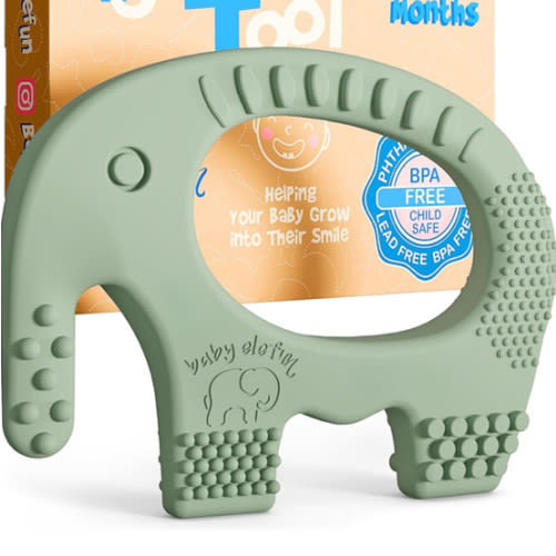Teething Toys for Babies Age 0 to 6 Months - Baby Elefun 5X Pain Relief Smart Teether - Zero Developmental Delay Silicone Baby Teething Toy Ring - Cute Infant Shower Gift Chew Toy for Babies