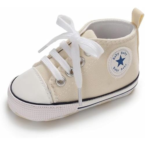 Unisex Baby Girls Boys Canvas High-top Shoes, Newborn Infant Anti-Slip Soft Sole Frist Walking Breathable Sneakers