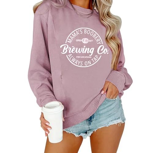 AEARGIV Women Causal Maternity Nursing Sweatshirt Comfort Friendly Zip Breastfeeding Pullover Tops Mama's Boobery Sweater