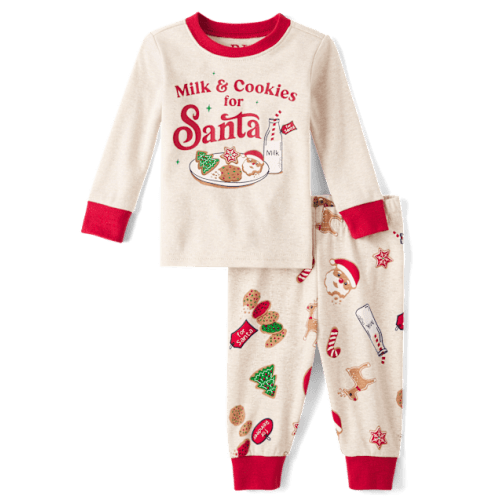 Baby And Toddler Milk And Cookies Snug Fit Cotton Pajamas - Tan