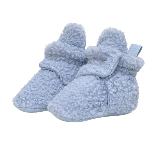 Crib Fleece Sherpa Snap Booties, Blue, 3-6 M