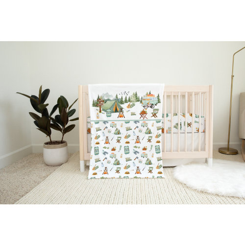 Camping nursery bedding, Camping baby blanket, Explorer nursery, Adventure blanket, Camping baby gift, Happy camper - Outdoor adventures