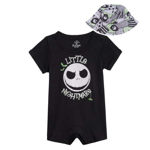 Disney Nightmare Before Christmas Jack Skellington Newborn Baby Boys Romper and Hat Newborn to Infant