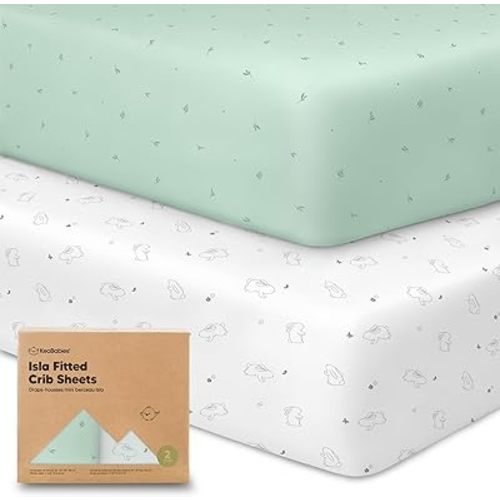 2-Pack Crib Sheets for Boys, Girls - Viscose Derived from Bamboo Fitted Crib Sheet, Baby Crib Sheets Neutral, Crib Mattress Sheet, Toddler Bed Sheets, Baby Sheets for Crib Fitted Sheets (Bunnies)