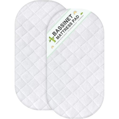 Bassinet Mattress Protector, Fits 14" x 30" UPPAbaby Bassinet & Snoo Smart Sleeper Baby Bassinet, Ultra Soft Waterproof and Breathable, Viscose Made from Bamboo Surface, Washer & Dryer