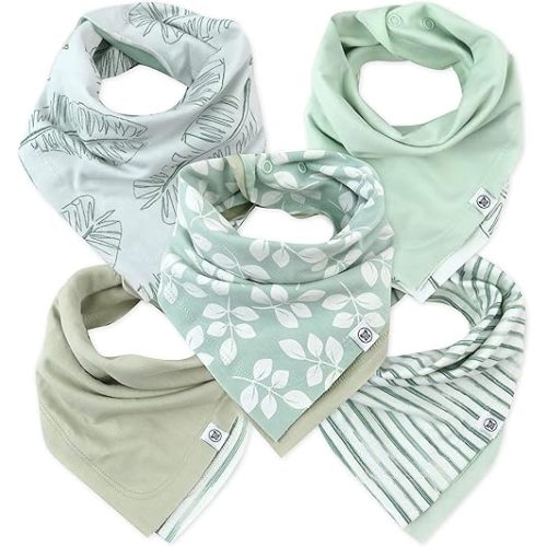 HonestBaby Multipack Reversible Bandana Bibs, Adjustable Snaps, 100% Organic Cotton