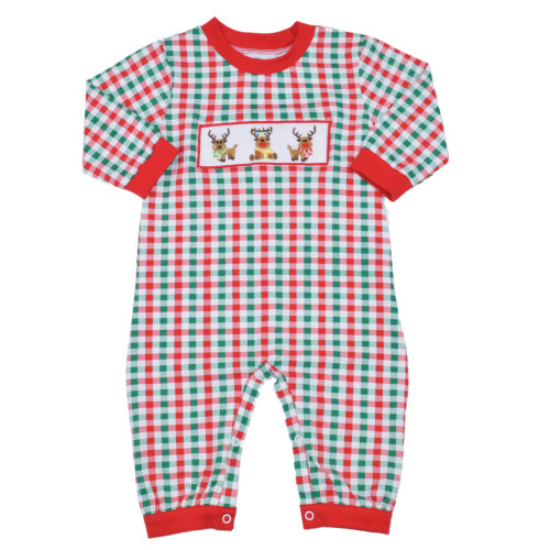 Hand Smocked Reindeer Romper