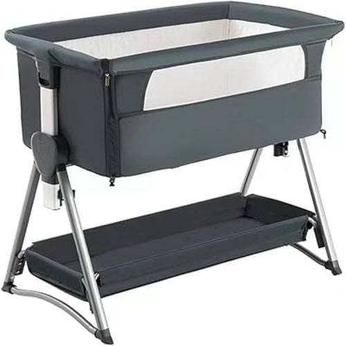 Bassinet,Baby Beside Sleeper, Rocking Cribs, Newborn Co-Sleeper,Infant Sleeping Bassinet, Portable Foldable Baby Bed for 0-6M Cradle (Khaki)