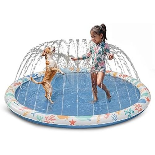 Splash Pad Sprinkler for Kids – Large 66" Non-Slip Pad, Fun Outdoor Water Toy, Toddlers and Children Ages 1-8, Durable Splash Pads for Backyard, Summer Activities, and Playtime, Best Way to Cool Off
