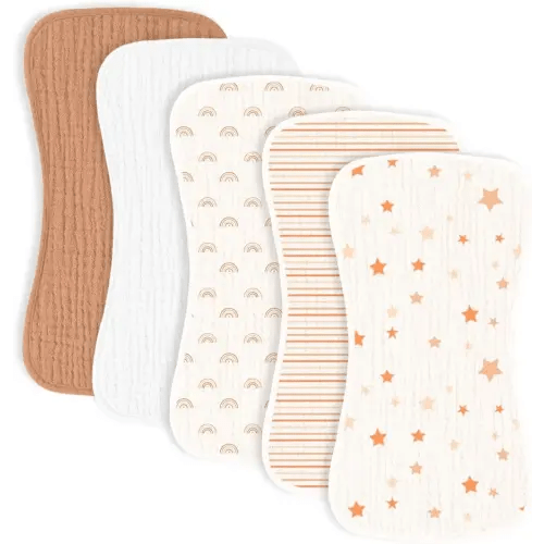 Muslin Baby Burp Cloths- Neutral for Baby Boys Girls and Newborn Towel, Large Absorbent Burp Cloths-20x10 Inches