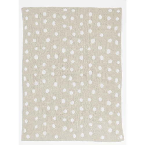 Reversible Stone Tan Chenille Dot Baby Stroller Blanket