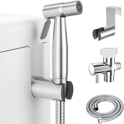 LUFEIDRA Handheld Bidet Sprayer for Toilet-Adjustable Water Pressure Jet Spray with Bidet Hose for Feminine Wash, New Premium Stainless Steel Muslim Shower Toilet Bidet Cloth Diaper Sprayer Set