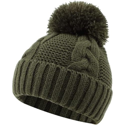 JANGANNSA Winter Knit Baby Hat Twist Warm Beanie for Boys Girls Infant Toddler Baby Beanie with Pompom
