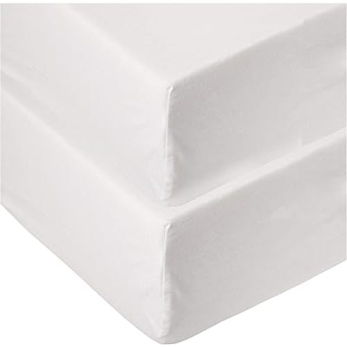 HonestBaby 2-Pack Organic Cotton Fitted Crib Sheets, Bright White, One Size