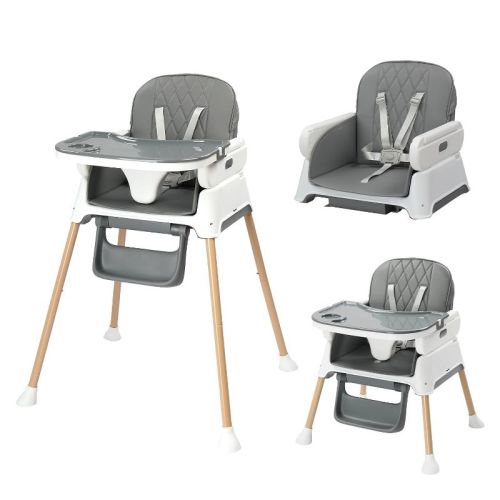 JOYMOR 5 in 1 Baby High Chair for Baby and Toddler, Portable Highchair Fold Compact,Baby Feeding Chair Booster with Tray, 5 Point Harness