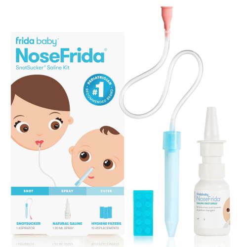 Frida Baby NoseFrida Saline Kit, Nasal Aspirator with Saline Nasal Spray, Kids Decongestion and Cold Relief, Medicine Alternative, 3 Pieces