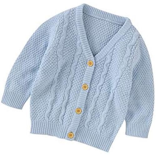 Infant Baby Boy Girl Long Sleeve Knitted Sweater Button Cardigan Coat Twist Knitwear Jacket Winter Warm Clothes
