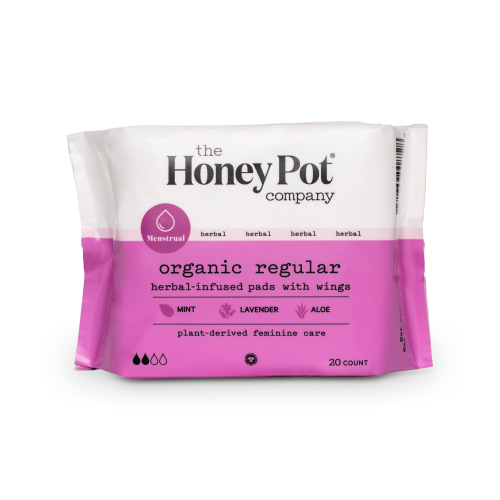 The Honey Pot Company, Herbal Regular Pads with Wings, Organic Cotton Cover, 20 ct.